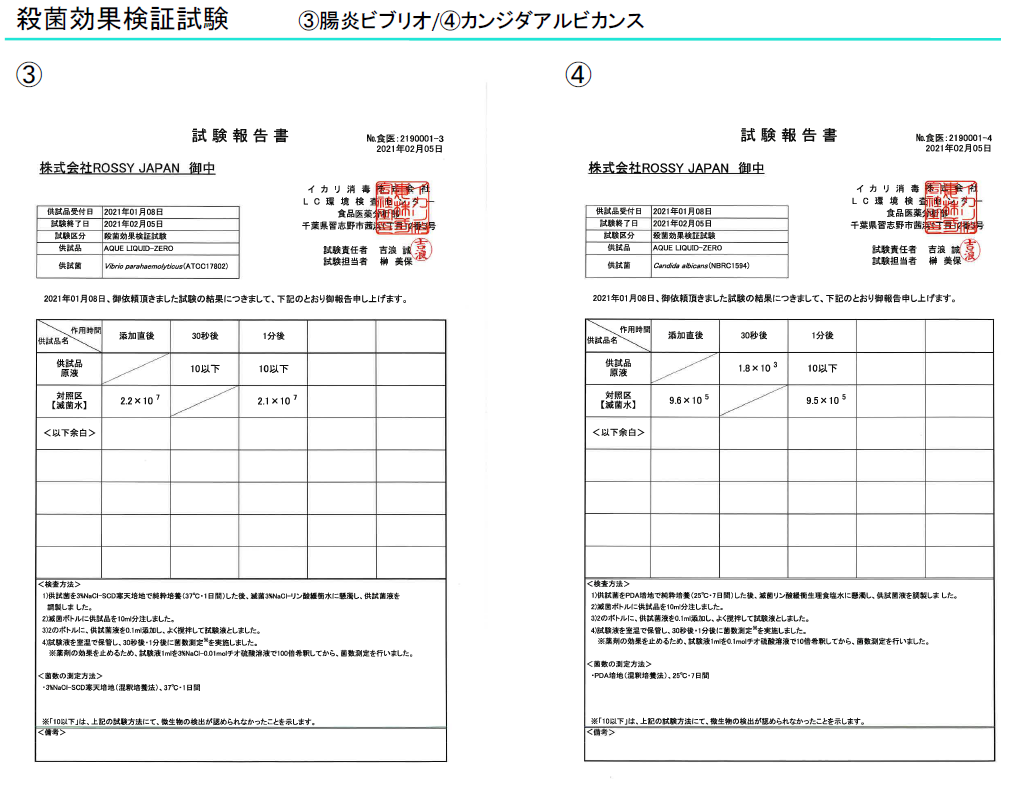 雑菌効果の検証結果